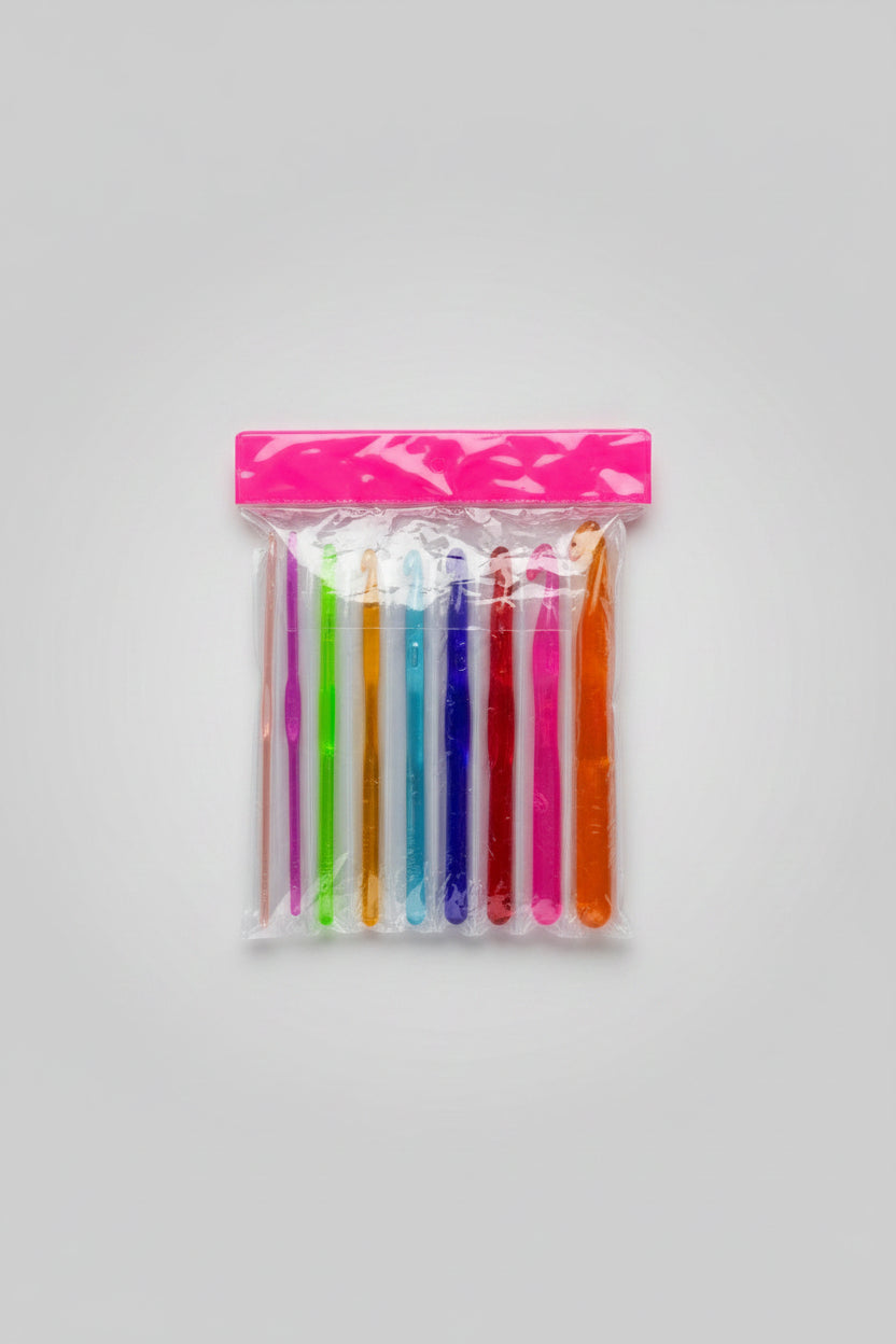 Set de Agujas de Crochet en Acrílico Transparente (Kit x 9 Unidades)