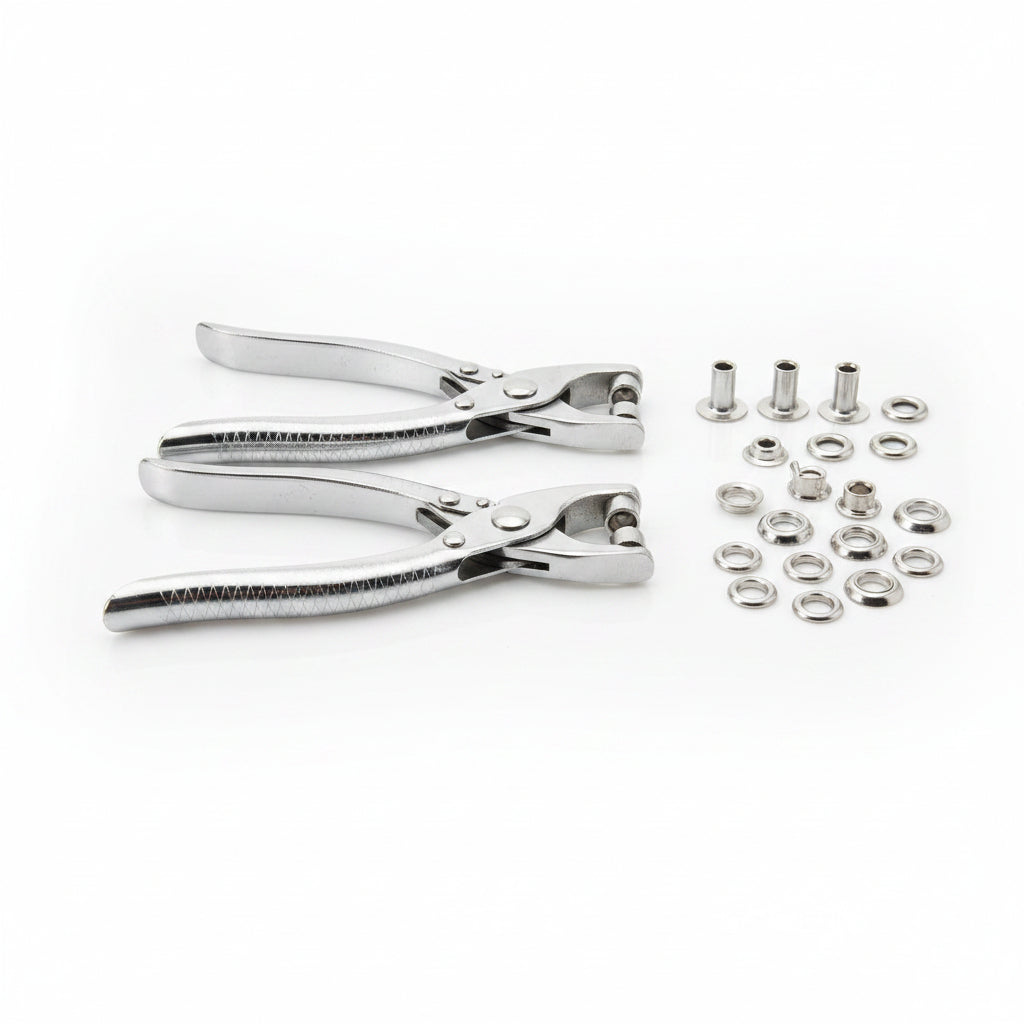 Set de tres pinzas (sacabocado, scovil,ojalete)